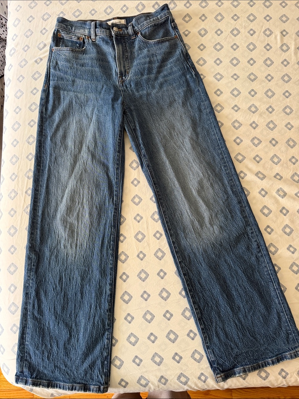 Madewell The Perfect Vintage Wide-Leg Blue Denim Jeans. Harvey Wash.